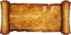 Bencz József névjegykártya